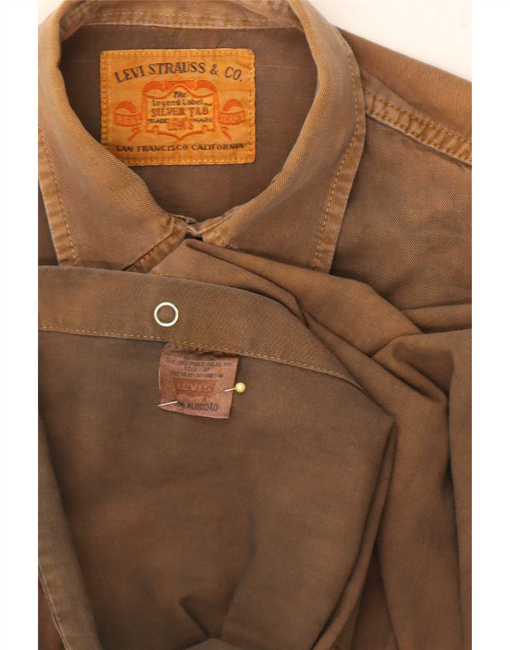 Camisa jeans masculina Levi's de algodão marrom médio
