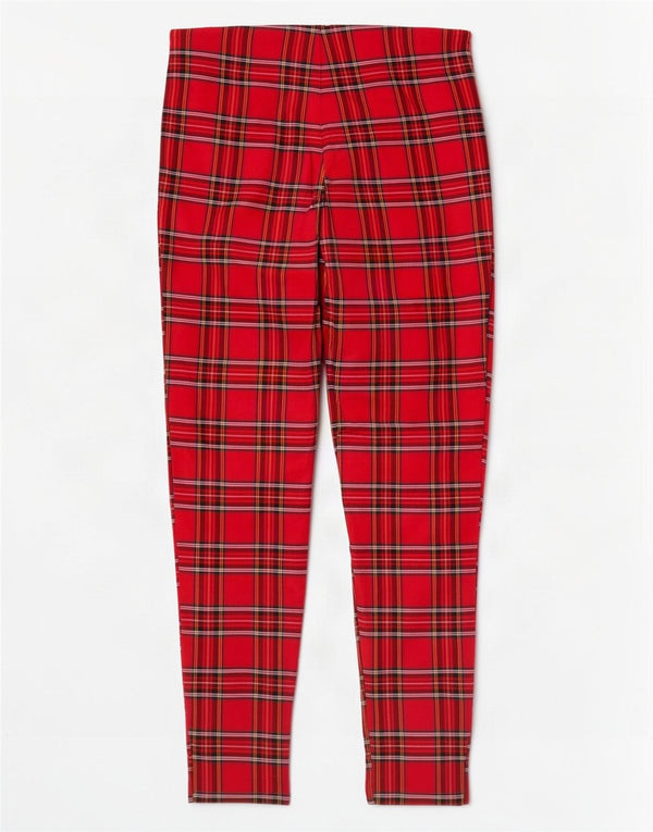 Zara Calça feminina skinny cortada média W28 L26 xadrez vermelho