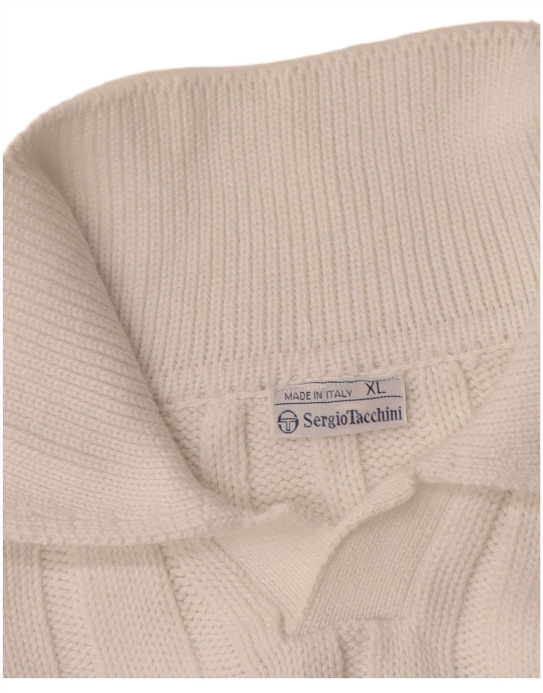 Suéter masculino Sergio Tacchini com gola polo e algodão listrado branco XL