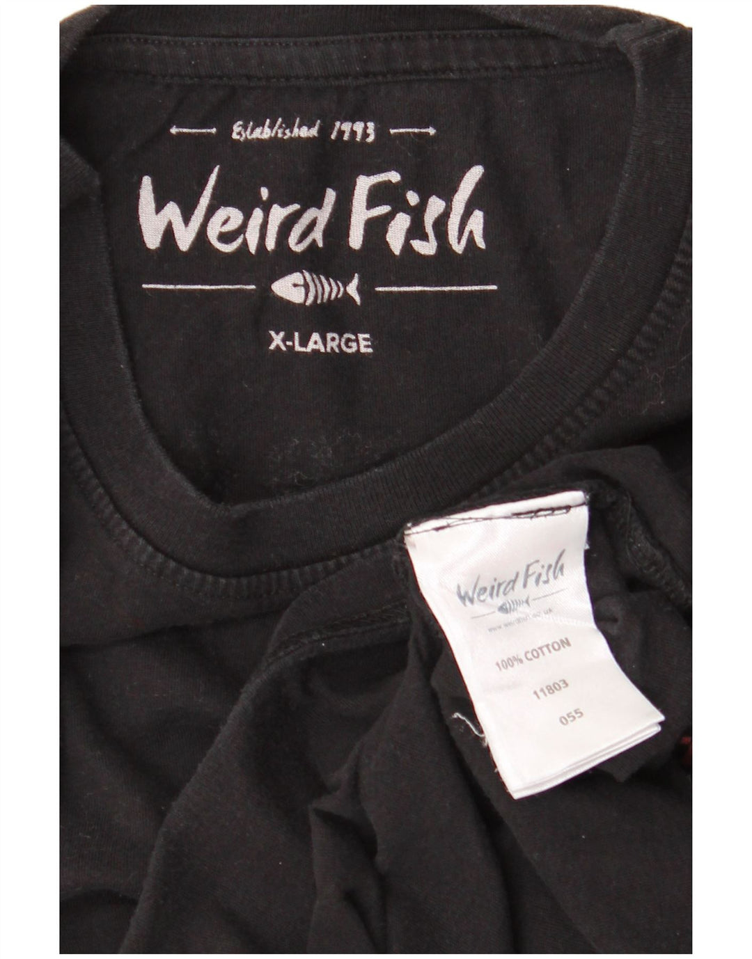 Camiseta gráfica masculina WEIRD FISH Top XL algodão preto
