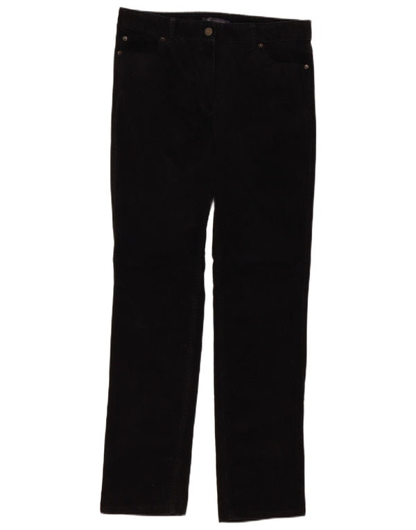 Calça feminina de veludo cotelê Marks & Spencer com cintura alta Reino Unido 12 médio W32 L30 preto