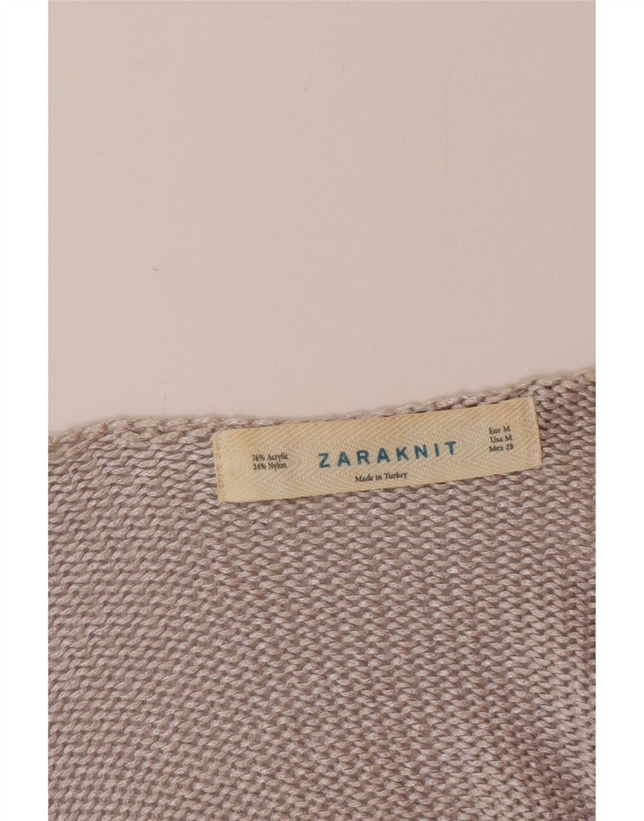 Suéter feminino Zara com decote em V UK 14 cinza médio