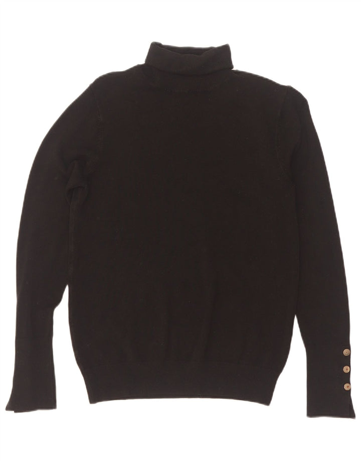 Zara Suéter feminino com gola redonda e gola alta Reino Unido 12 médio preto