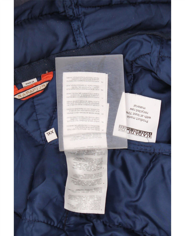 Jaqueta masculina acolchoada com capuz Napapijri UK 44 2XL azul marinho poliamida