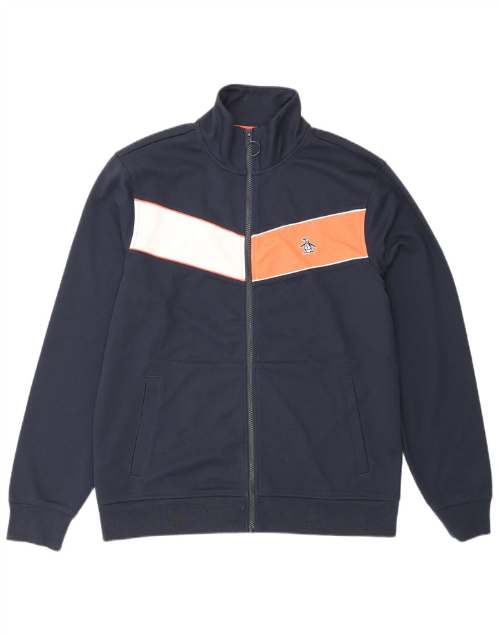 Jaqueta masculina de agasalho Penguin médio azul marinho colorblock esportivo