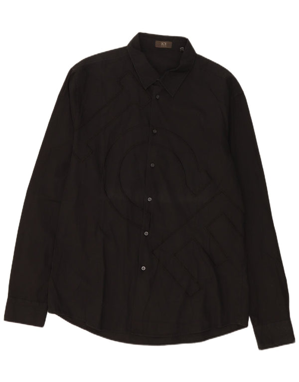 Camisa gráfica masculina Iceberg 4XL algodão preto