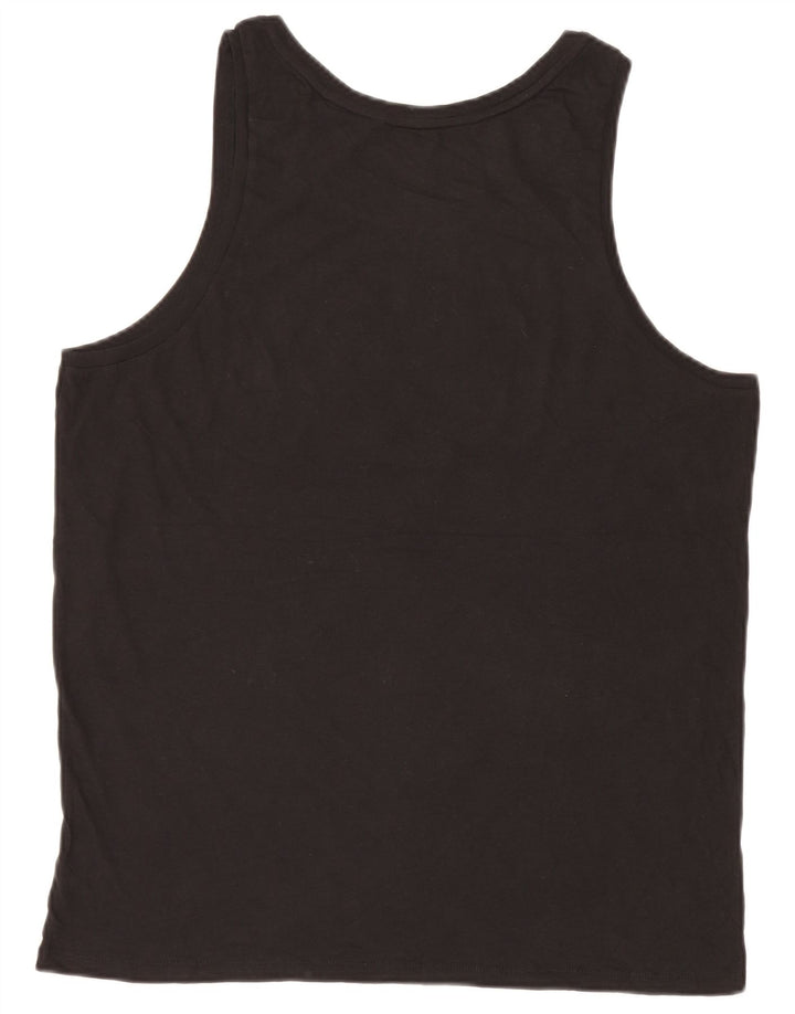 Guess Mens Colete Gráfico Top Grande Algodão Preto