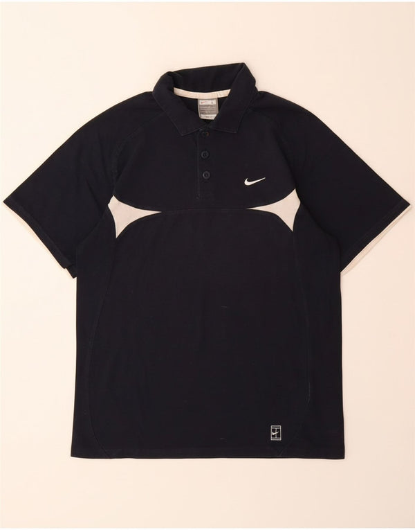 Camisa polo masculina NIKE 12-13 anos grande azul marinho colorblock algodão