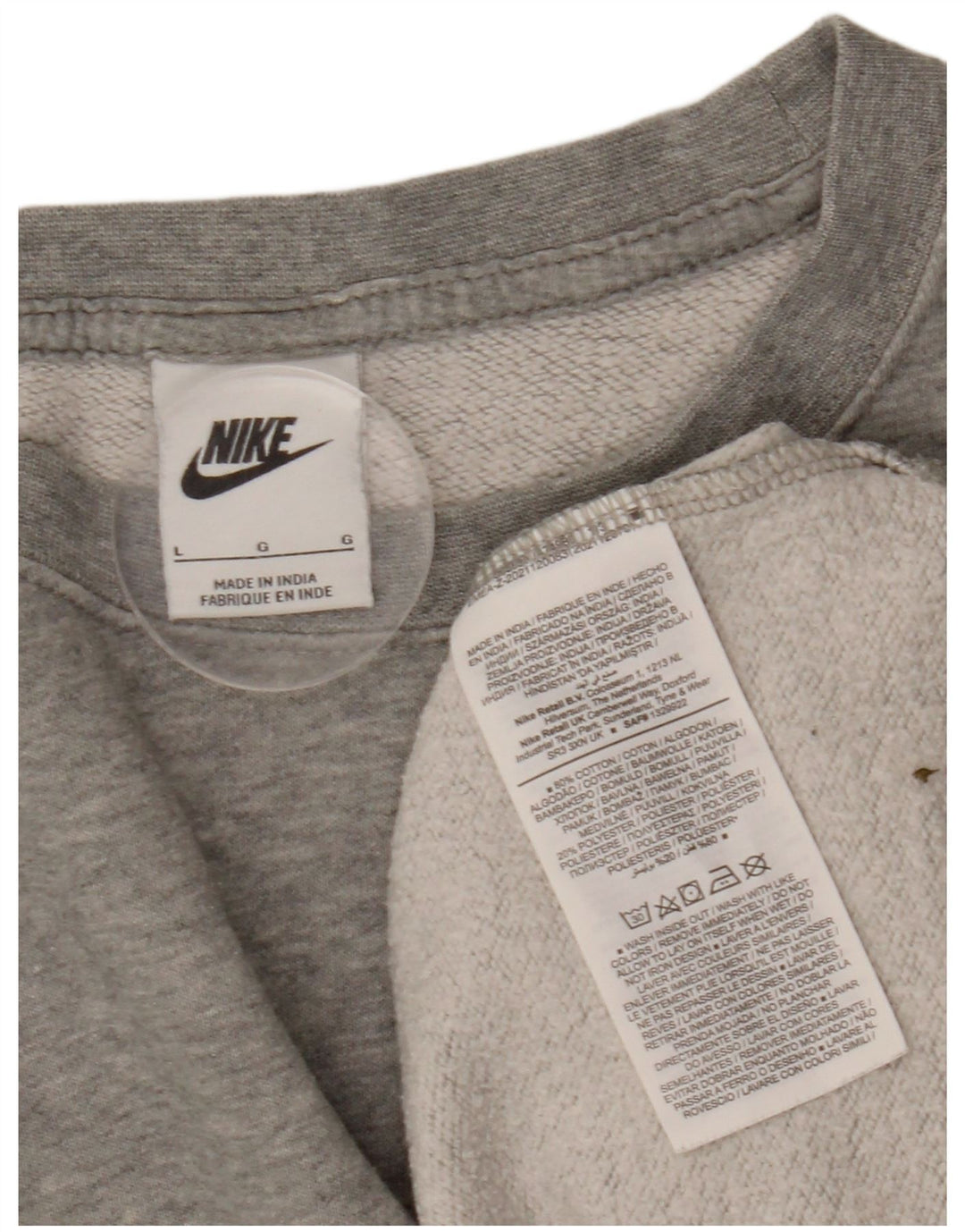 NIKE feminino oversized moletom jumper UK 16 grande cinza manchado algodão