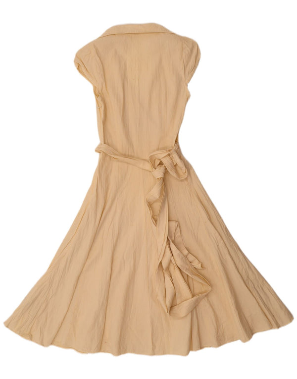 Vestido feminino Zara A-Line UK 12 algodão amarelo médio
