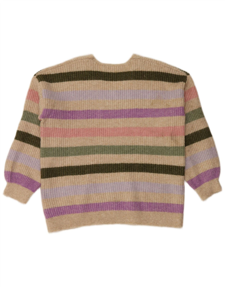 Suéter feminino Marks & Spencer com decote em V Reino Unido 16 grande multicolorido