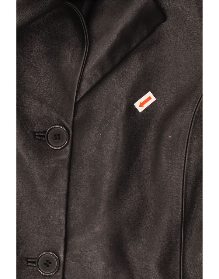 Casaco de couro feminino Cofi UK 12 couro preto médio