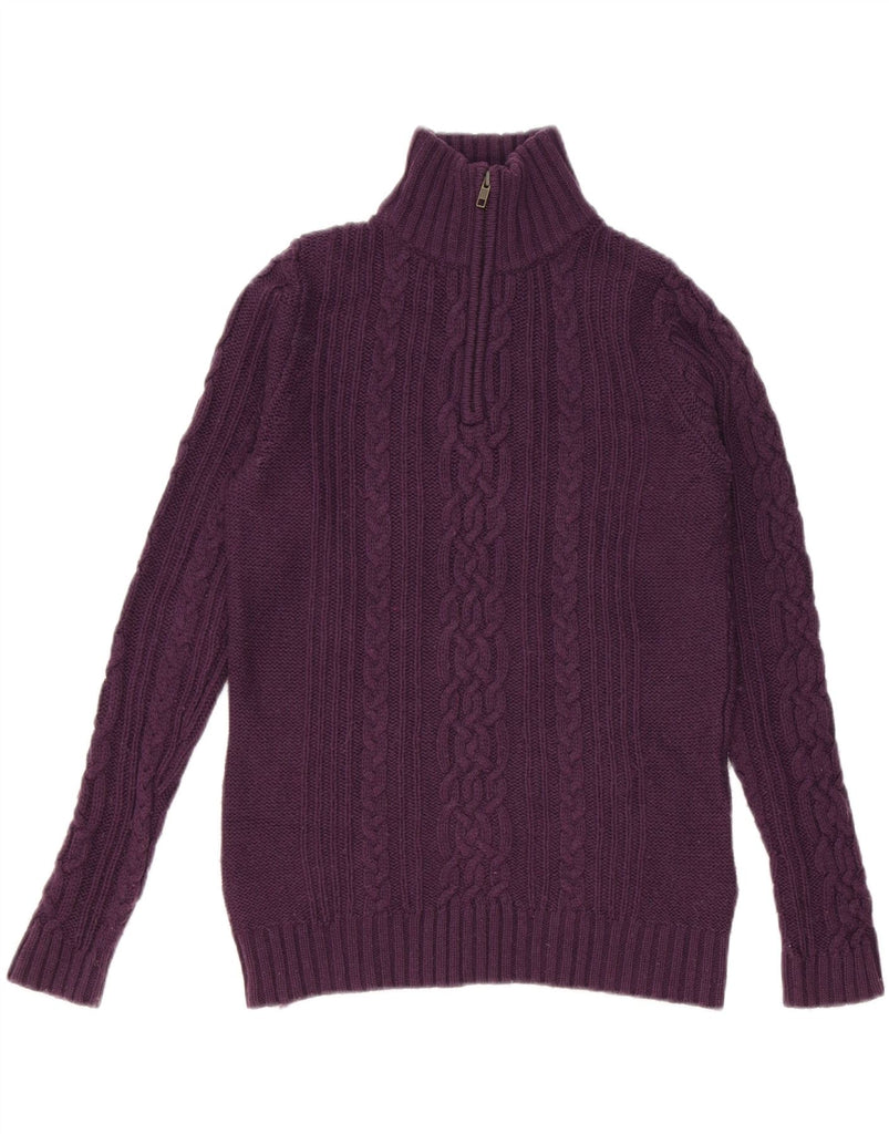 BODEN Womens Oversized Zip Neck Jumper Sweater UK 10 Small Purple Wool Vintage Boden and Second-Hand Boden from Messina Hembry 