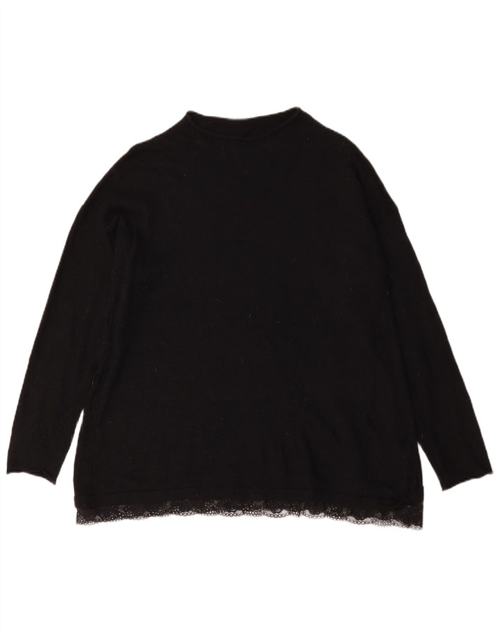 Suéter feminino Marks & Spencer com gola tartaruga Reino Unido 14 grande preto