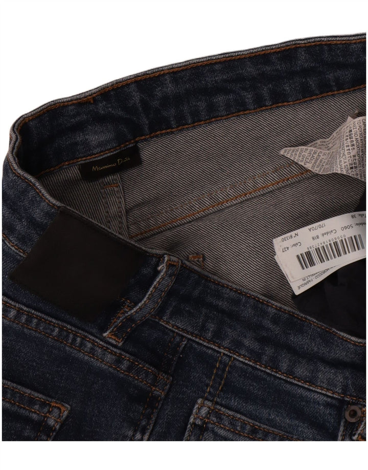 Jeans retos femininos Massimo Dutti W30 L27 algodão azul