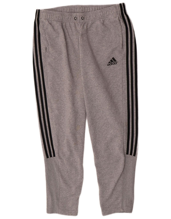 Calça de treino masculina Adidas XL cinza manchado de algodão