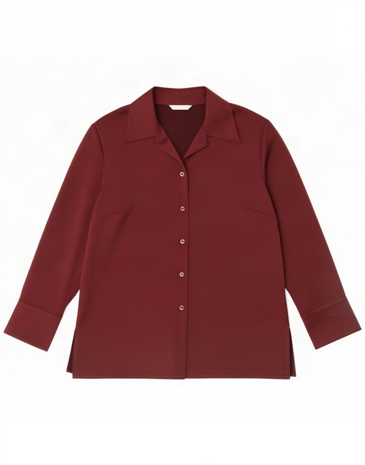 Blusa camisa feminina Marks & Spencer Reino Unido 16 Grande Poliéster Borgonha