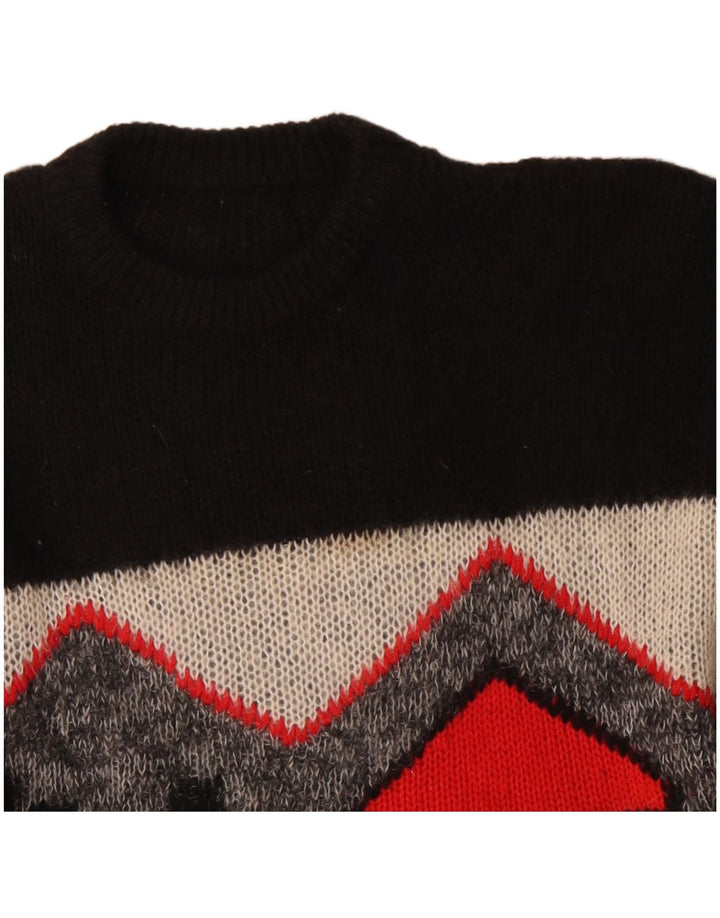 Suéter feminino VINTAGE Longline com gola redonda UK 18 XL preto