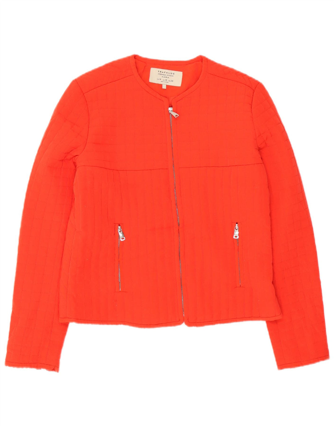 Jaqueta acolchoada Trafaluc feminina Zara UK 14 poliéster laranja médio