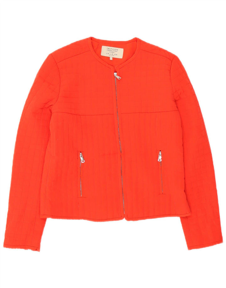 Jaqueta acolchoada Trafaluc feminina Zara UK 14 poliéster laranja médio