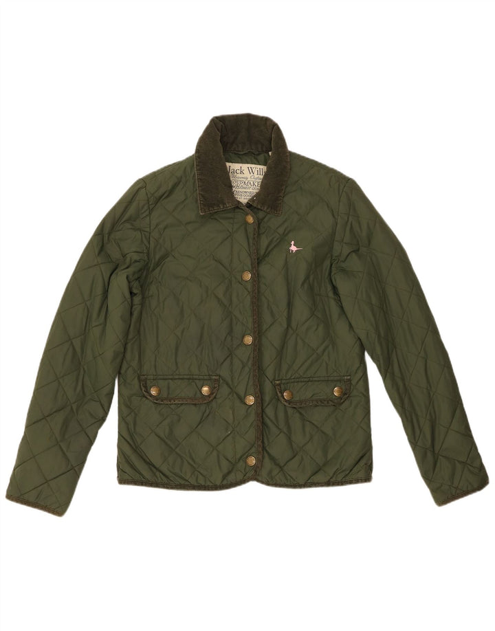 Jaqueta acolchoada feminina Jack Wills Reino Unido 10 nylon verde pequeno