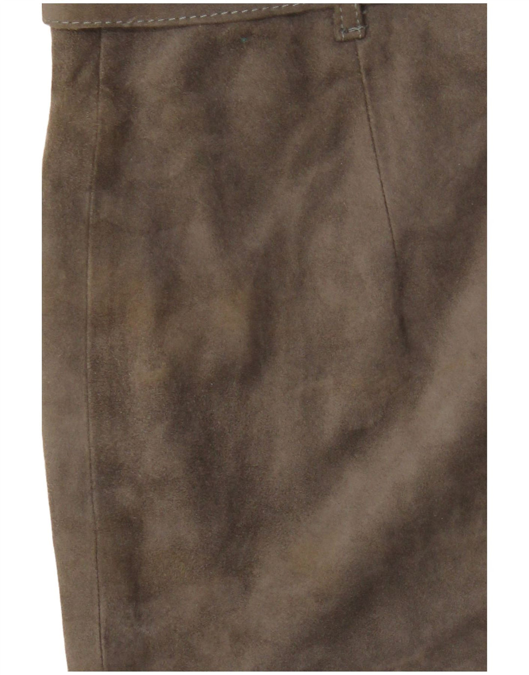 Saia feminina vintage de camurça IT 44 médio W26 couro cáqui