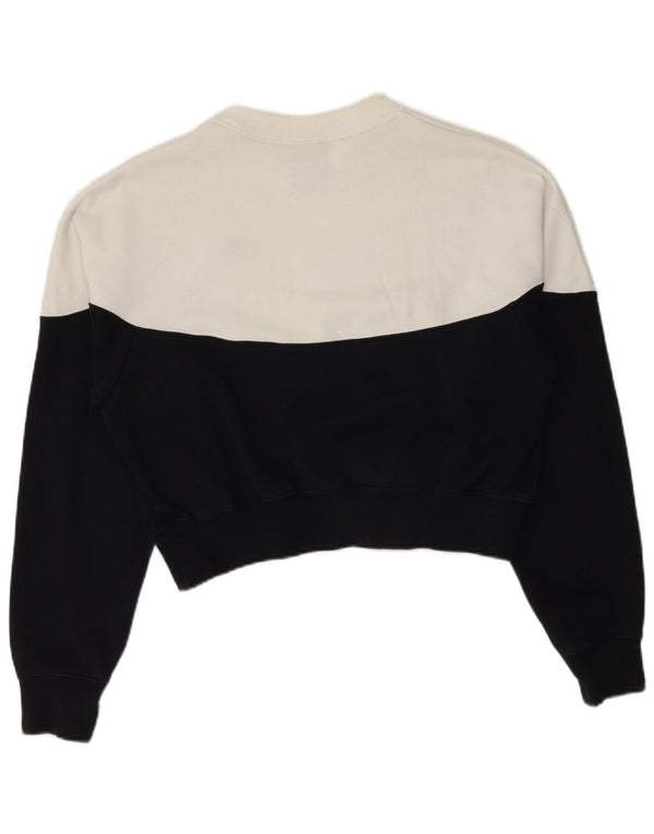 Nike Womens Crop Sweatshirt Jumper UK 14 Medium Black Colourblock