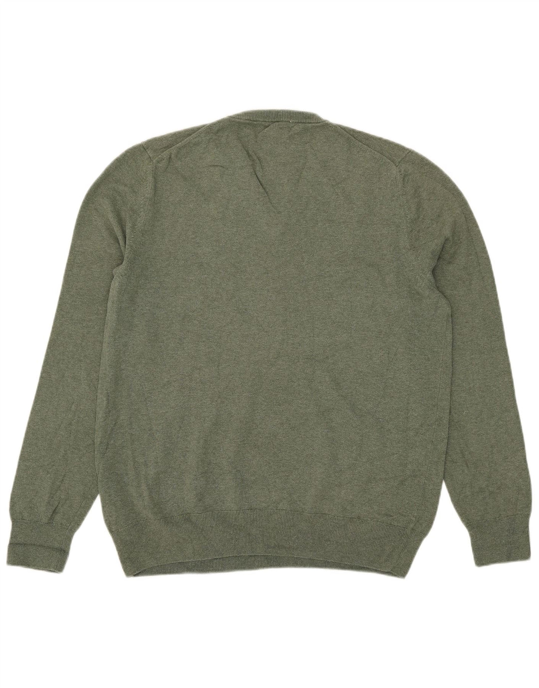 Suéter masculino Marks & Spencer com decote em V grande algodão verde