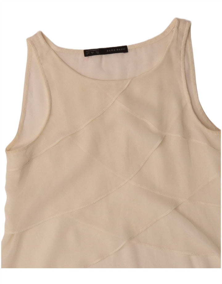 Blusa feminina sem mangas ZARA UK 10 pequena off white