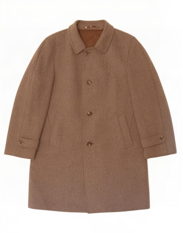 Sobretudo masculino vintage UK 38 lã nova marrom médio