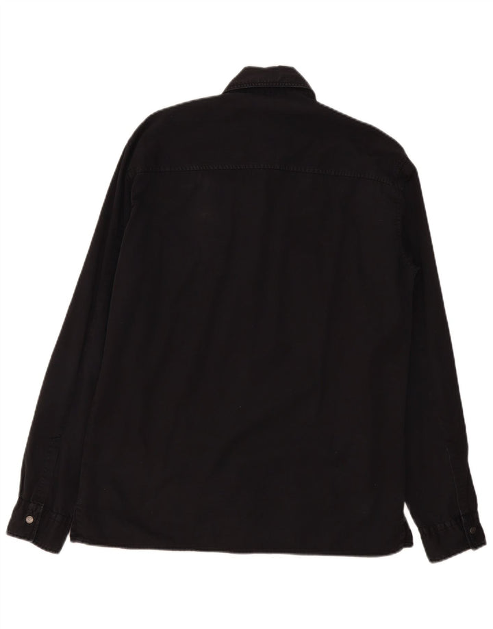 Camisa jeans masculina Trussardi algodão preto médio