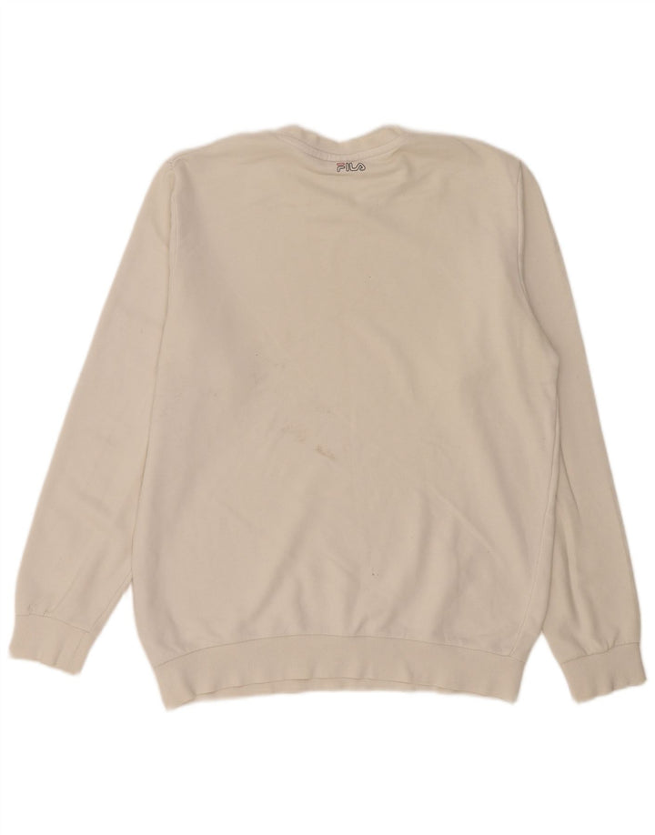 Fila moletom gráfico masculino jumper grande algodão branco