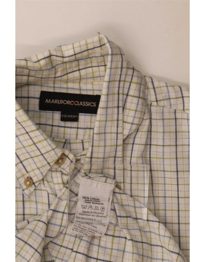 Camisa masculina Marlboro Classics médio branco xadrez algodão