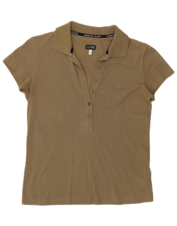 Camisa polo feminina Armani Reino Unido 12 algodão cáqui médio