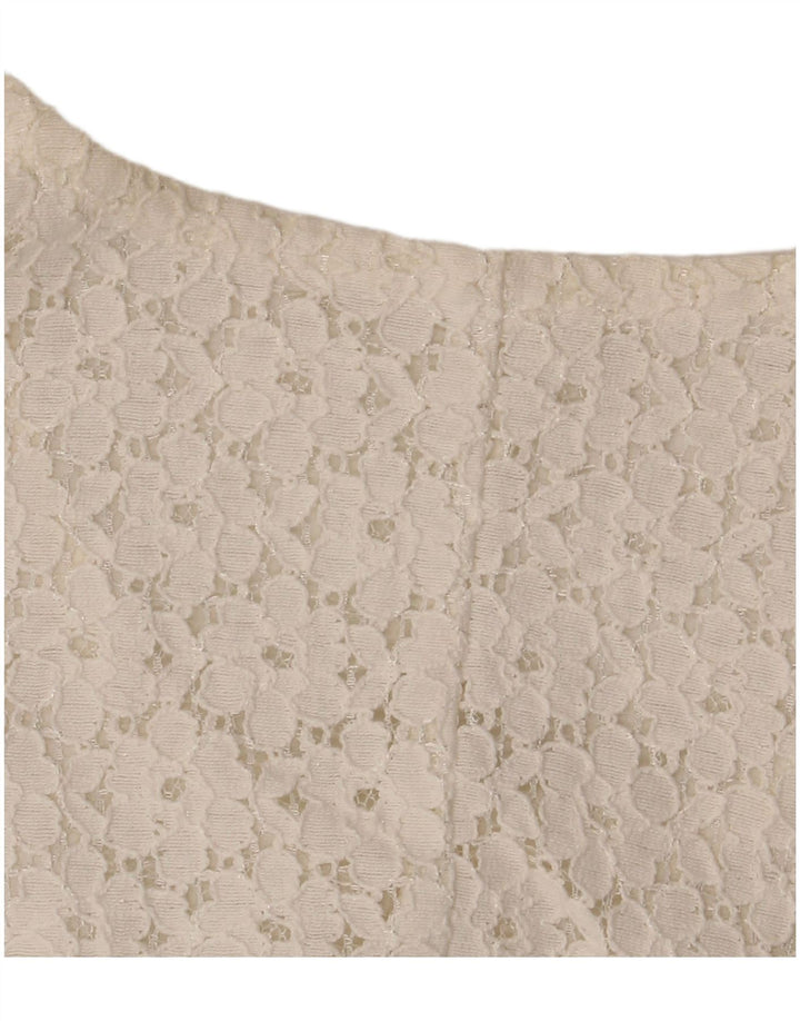 Blusa feminina VINTAGE manga curta cropped IT 46 grande off white floral