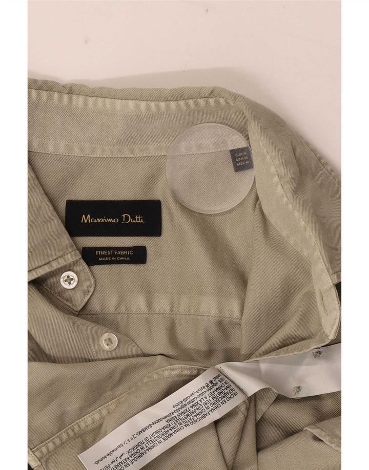 Camisa masculina Massimo Dutti de algodão cáqui médio