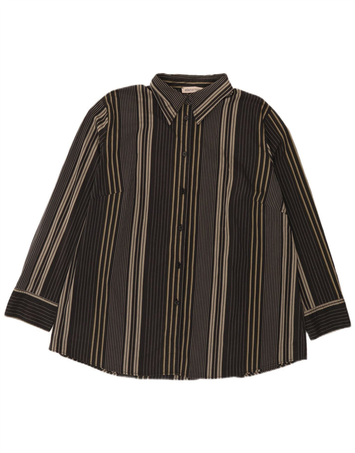 Camisa oversized feminina ELENA MIRO Reino Unido 18 XL listrada preta