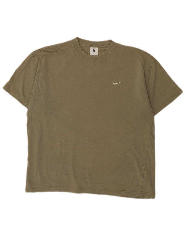 Camiseta masculina Nike Top médio cáqui algodão