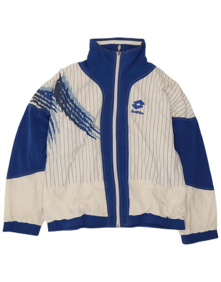 LOTTO Mens Graphic Tracksuit Top Jacket UK 42/44 XL Branco Colorblock