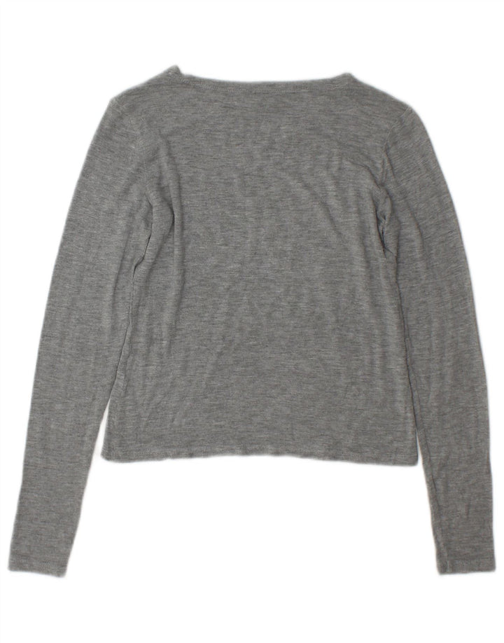 Zara Womens Crop Top Manga Longa Reino Unido 10 Pequeno Cinza Salpicado