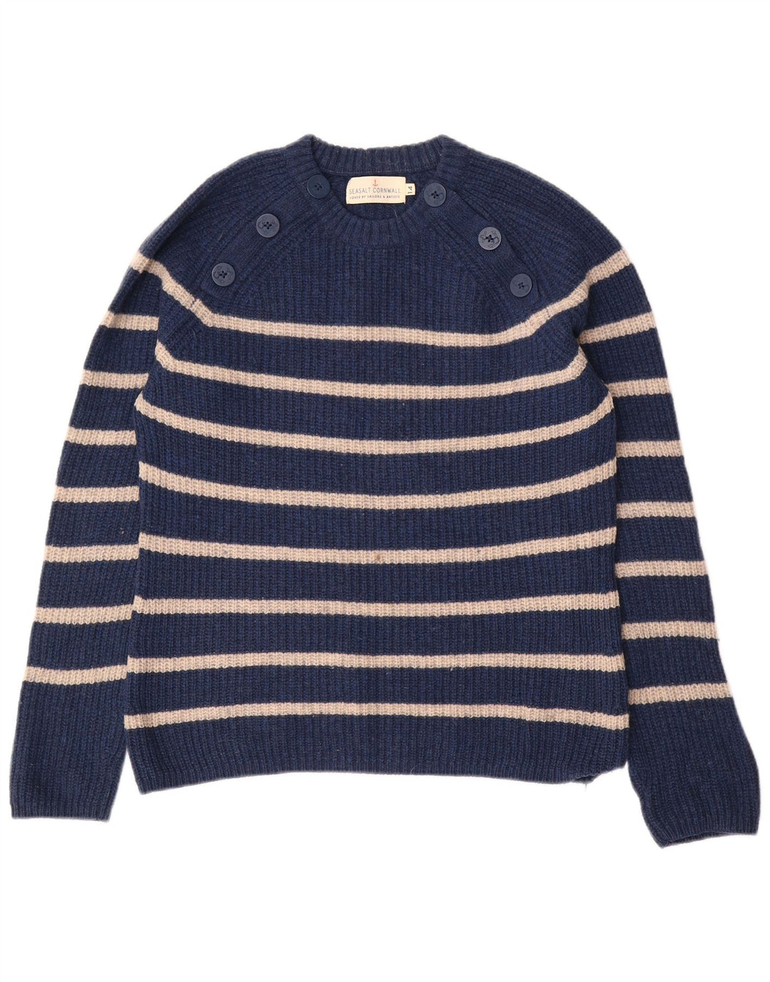 Suéter feminino SEASALT CORNWALL com gola redonda Reino Unido 14 grande azul marinho