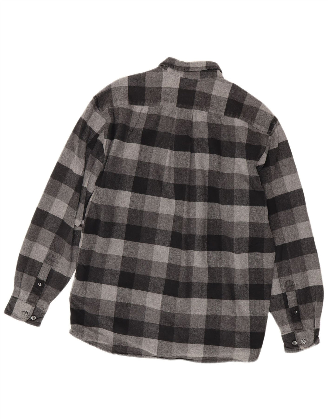 Camisa masculina de flanela Eddie Bauer algodão guingão cinza médio