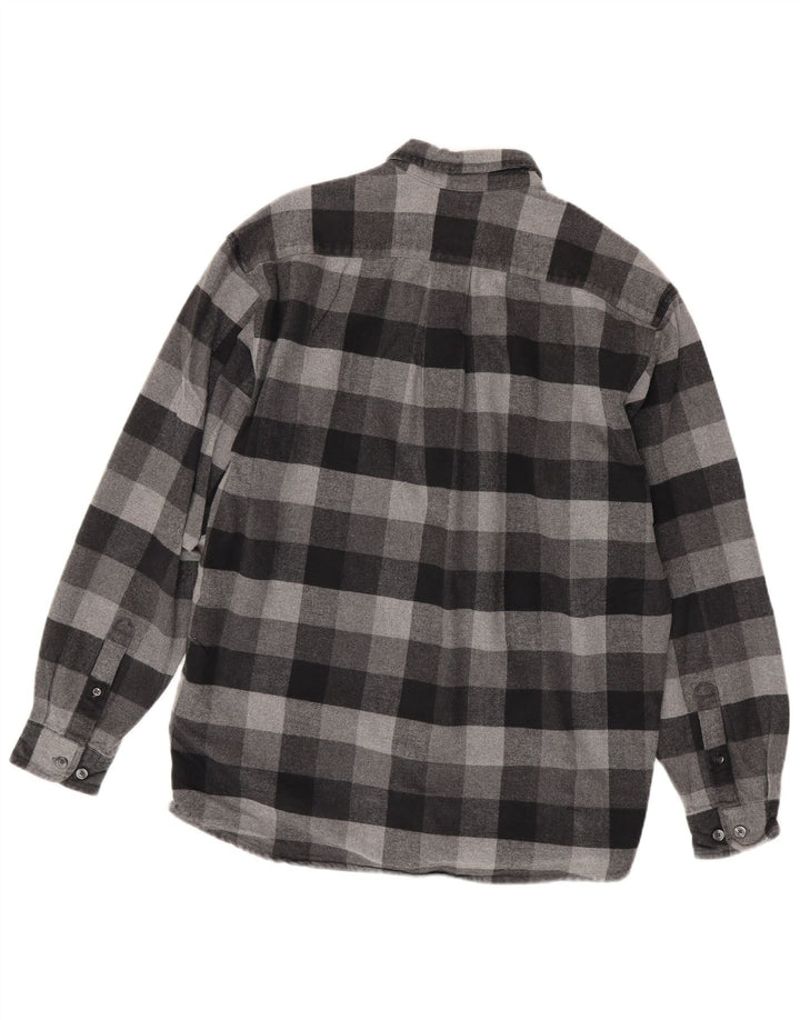 Camisa masculina de flanela Eddie Bauer algodão guingão cinza médio