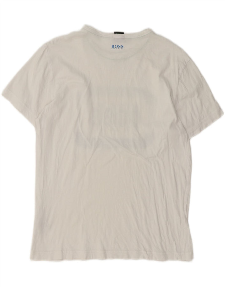 Camiseta masculina Hugo Boss com ajuste regular gráfico top médio algodão branco