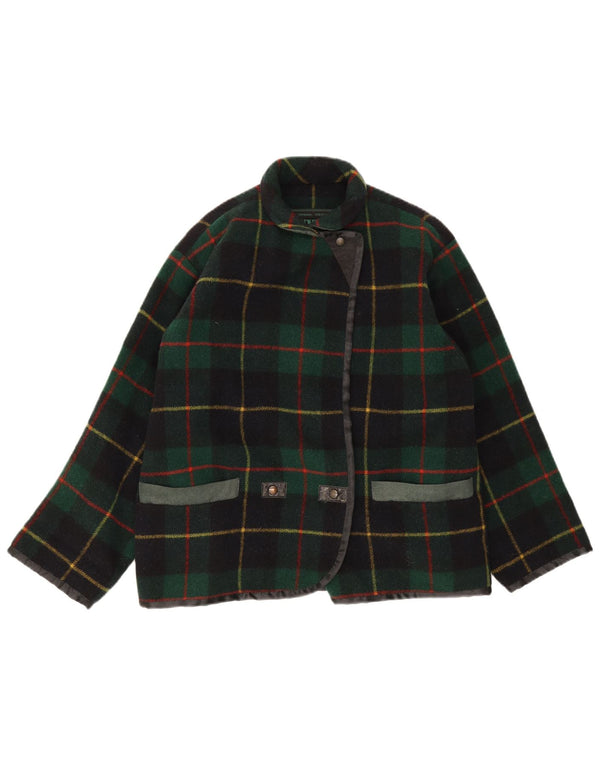 Jaqueta blazer feminina Penny Black com ajuste solto IT 40 pequena lã xadrez verde
