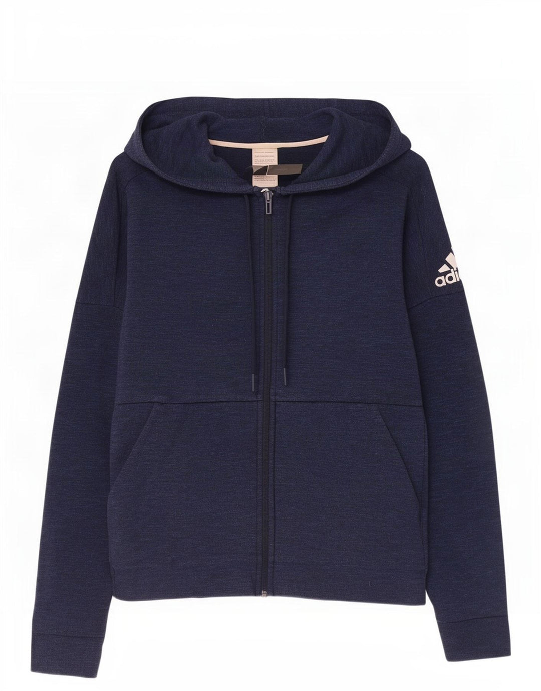 Adidas masculino zip moletom com capuz médio algodão azul marinho