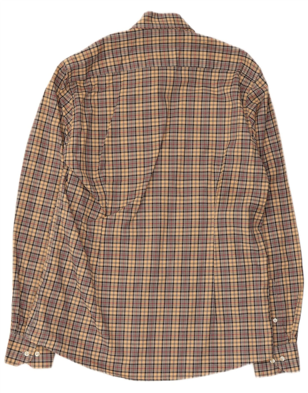 Camisa masculina Barbour de algodão xadrez bege médio
