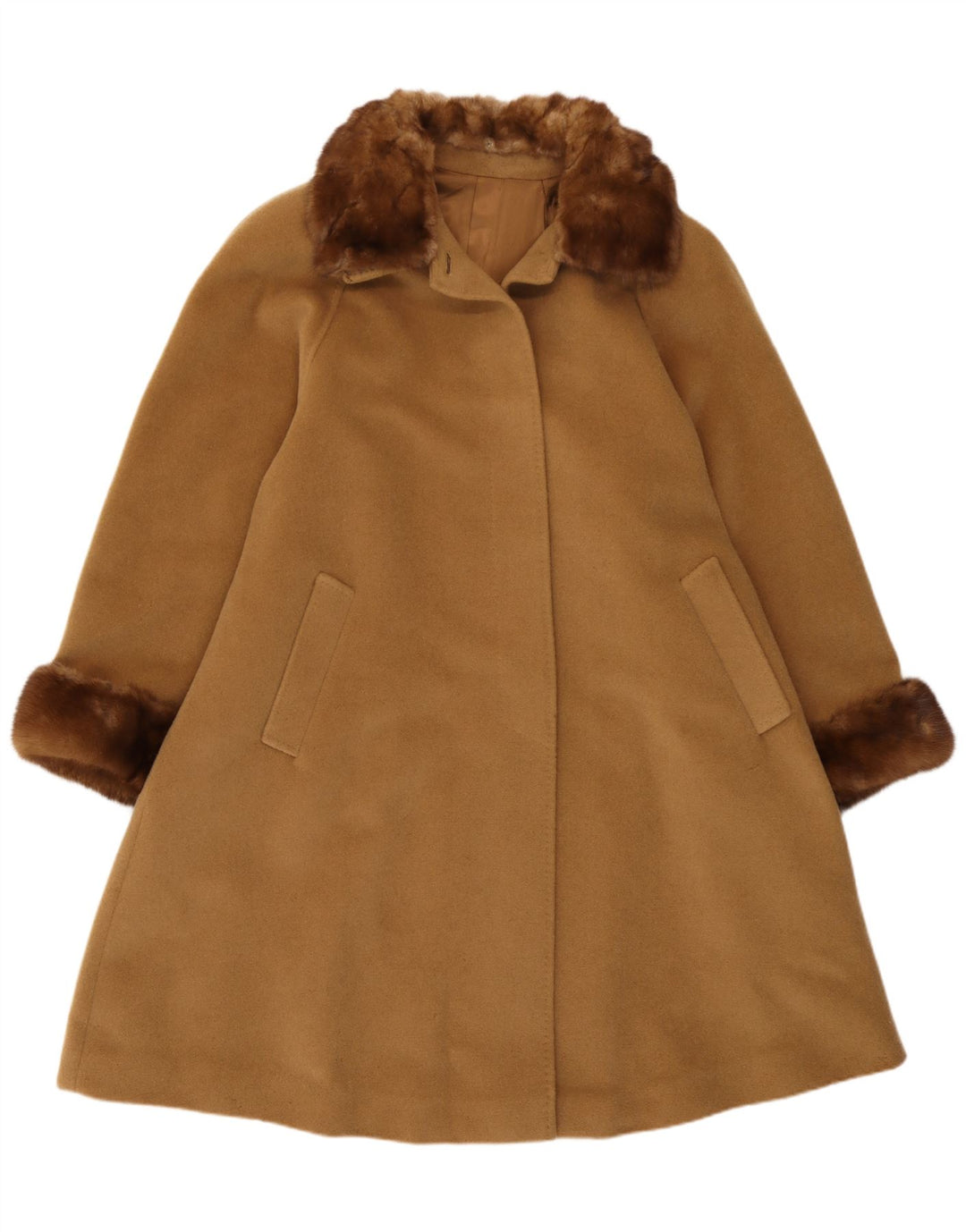 Sobretudo feminino vintage solto UK 14 marrom médio