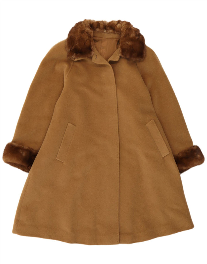 Sobretudo feminino vintage solto UK 14 marrom médio