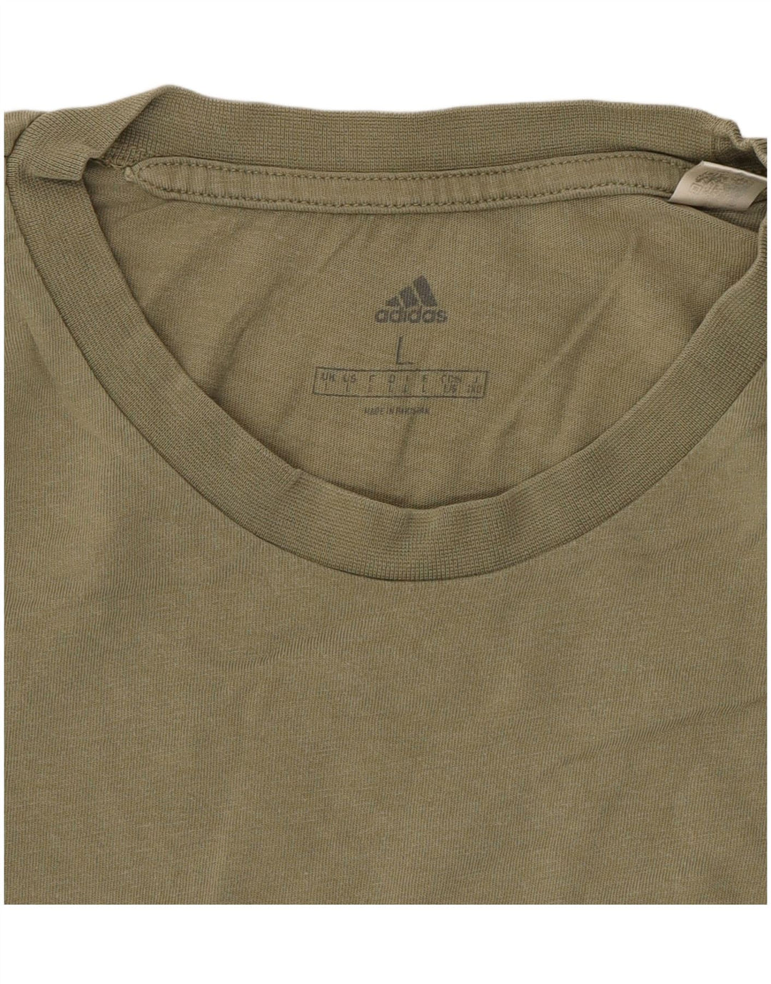 ADIDAS Mens Graphic T-Shirt Top Grande Algodão Cáqui